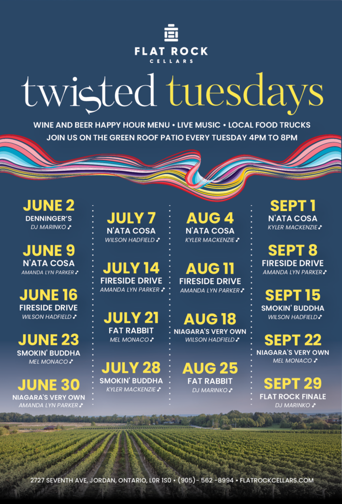 Twisted Tuesday 2026 Schedule at Flat Rock Cellars